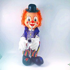 Vintage 1978 Rare Clown Doll Saxi Maxi 13 inches Vinyl Plastic Plays Saxophone